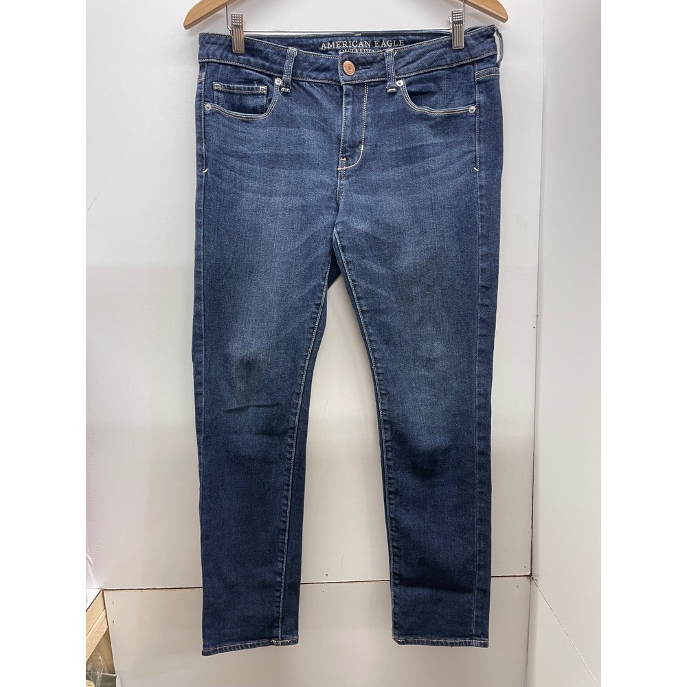American Eagle Outfitters Skinny Jeans Dark Wash Denim Blue Womens 10 Short
